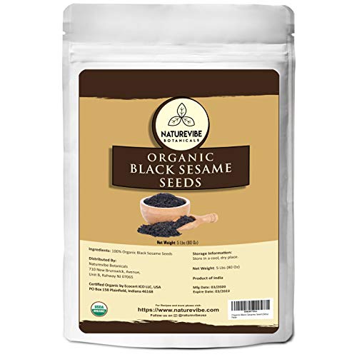Naturevibe Botanicals Organic Black Sesame Seed, 5Lbs | Gluten-F