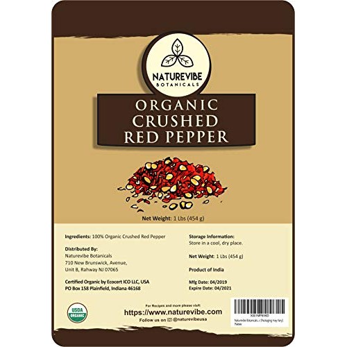 Naturevibe Botanicals Organic Crushed Red Pepper, 1Lbs - Non Gmo