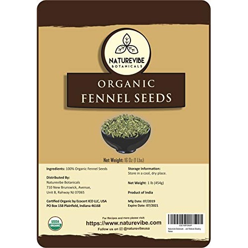 Naturevibe Botanicals Organic Fennel Seeds 1Lb, Foeniculum Vulga