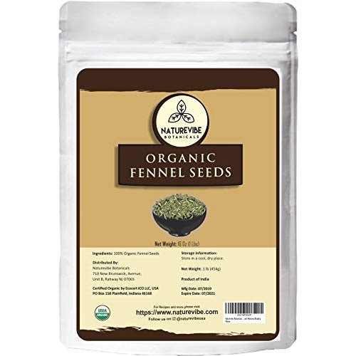 Naturevibe Botanicals Organic Fennel Seeds 1Lb, Foeniculum Vulga
