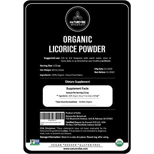 Naturevibe Botanicals Organic Licorice Root Powder, 5Lbs | Glycy