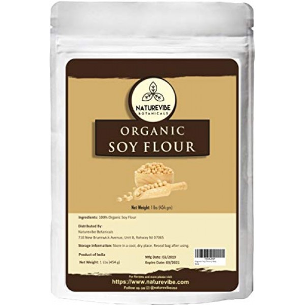 Naturevibe Botanicals Organic Soy Flour, 1lb | Non-GMO and Glute...