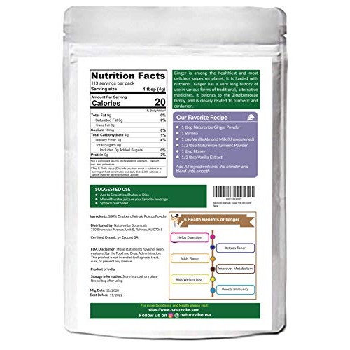 Naturevibe Botanicals Premium Organic Ginger Root Powder 1Lb,