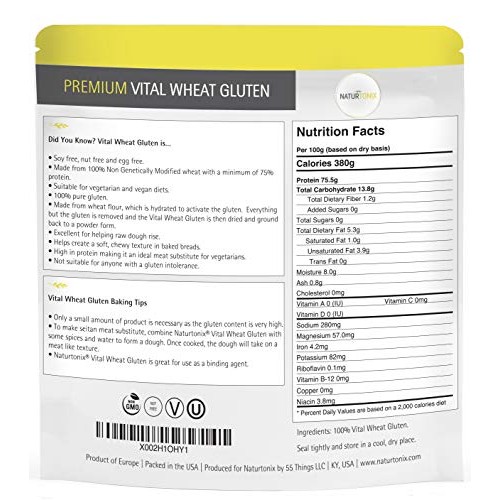 Naturtonix Vital Wheat Gluten, 4 Lb Resealable Fresh Pouch, 100%