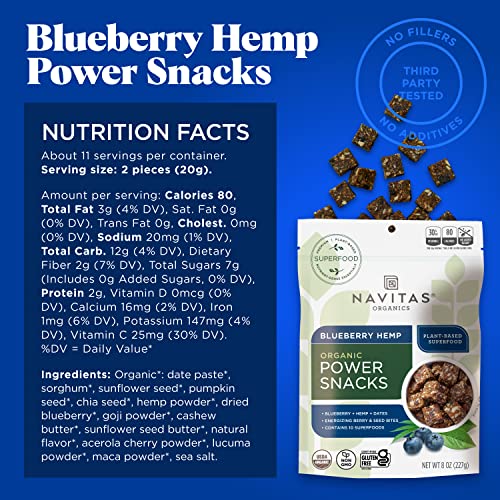 Navitas Organics Blueberry Hemp Superfood Power Snack, 8 oz. Bag...