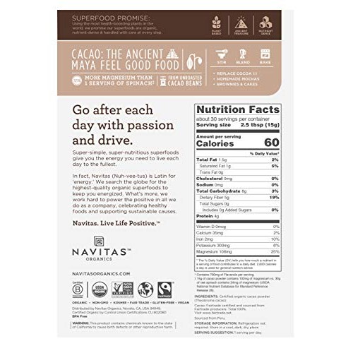 Navitas Organics Cacao Powder, 16Oz. Bag - Organic, Non-Gmo, Fai
