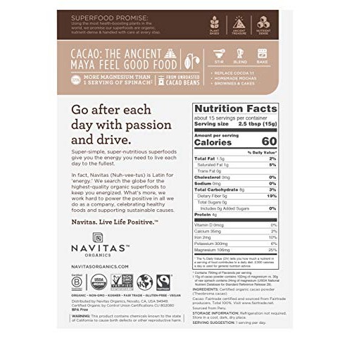 Navitas Organics Cacao Powder, 8Oz. Bag — Organic, Non-Gmo, Fair