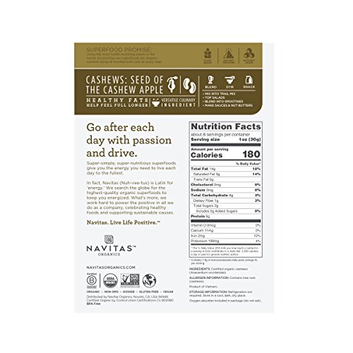 Navitas Organics Cashew Whole Nuts, 8 Oz. Bags Pack Of 3 — Org