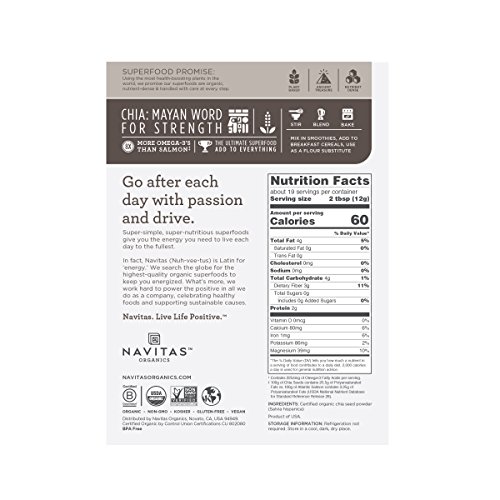 Navitas Organics Chia Seed Powder Bag, 8 Ounce