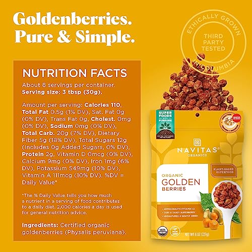 Navitas Organics Goldenberries, 8 oz. Bag, 8 Servings — Organic,...