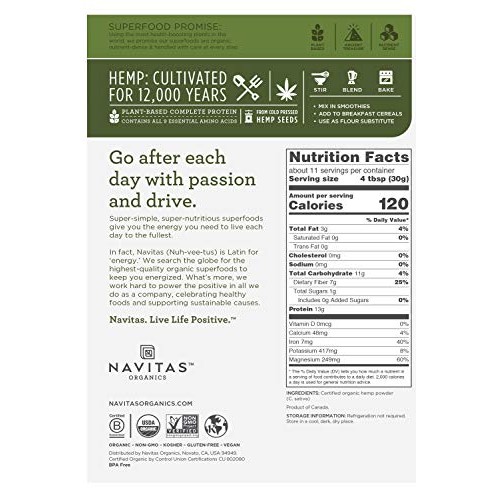 Navitas Organics Hemp Powder, 12 Oz. Bag — Organic, Non-Gmo, Col