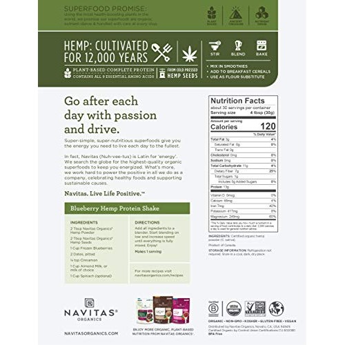 Navitas Organics Hemp Powder — Organic, Non-Gmo, Cold-Pressed, G