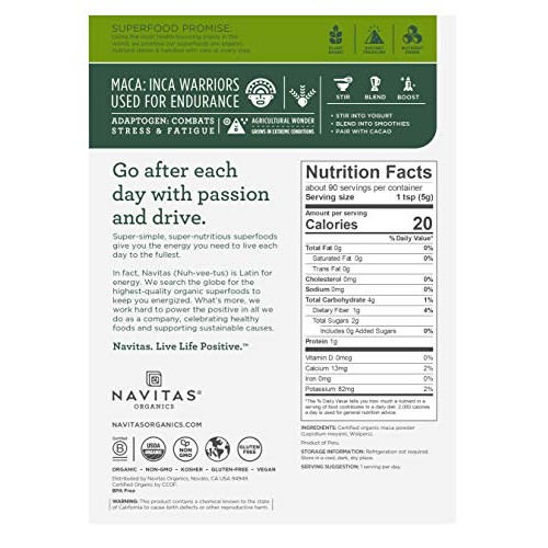 Navitas Organics Maca Powder, 16 Oz. Bag — Organic, Non-Gmo, Low