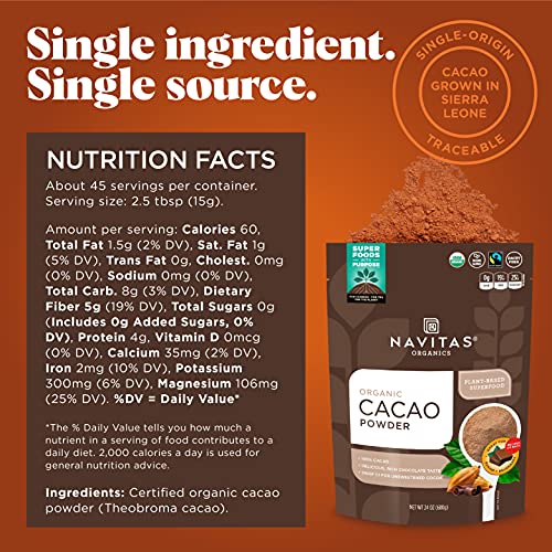 Navitas Organics Organic Cacao Powder, Non-GMO, Fair Trade, Glut...