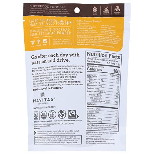 Navitas Organics Organic Keto Cacao Powder, 8 Oz