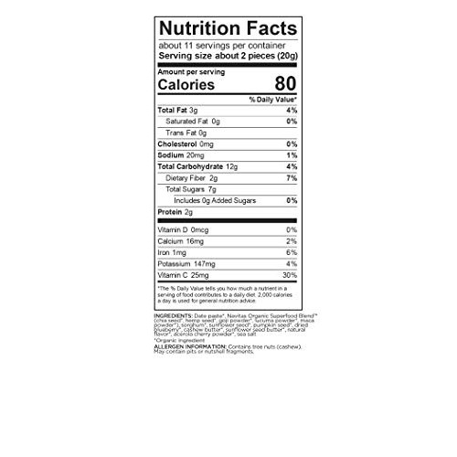 Navitas Organics Superfood Power Snacks, Blueberry Hemp, 8Oz. Ba