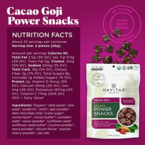 Navitas Organics Superfood Power Snacks, Cacao Goji, 16 oz. Bag,...