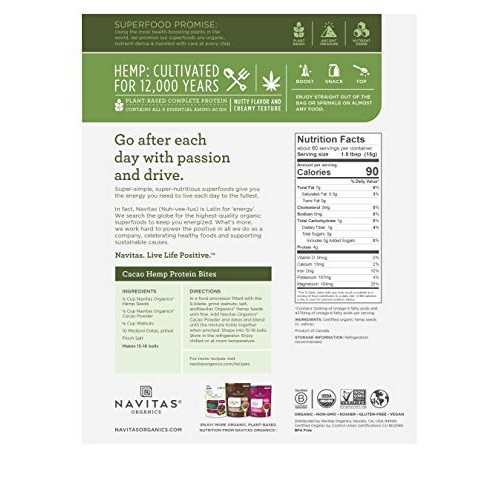 Navitas Organics Hemp Seeds, 32 Oz. Bag, 60 Servings — Organic,