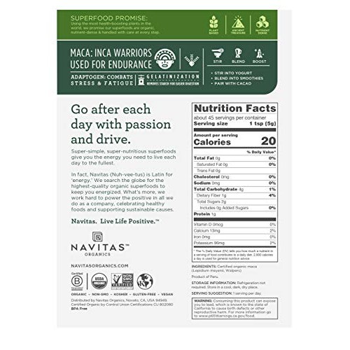 Navitas Organics Maca Gelatinized Powder, 8 Oz. Bag, 45 Servings