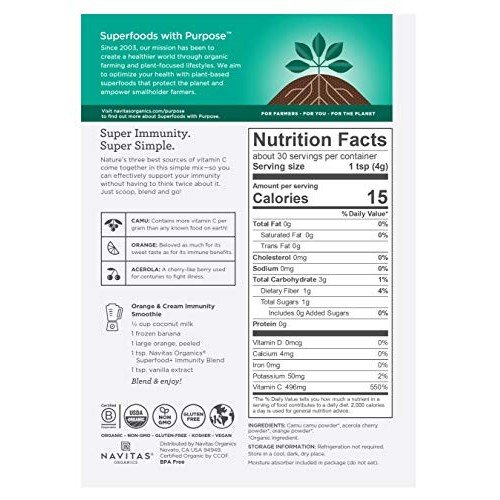 Navitas Organics Superfood+ Immunity Blend Camu + Orange + Acer