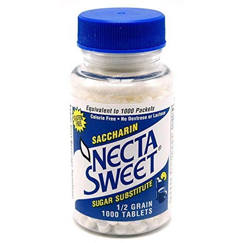 Necta Sweet Saccharin Tablets, 1/2 Grain, 1000 Tablet Bottle Pa