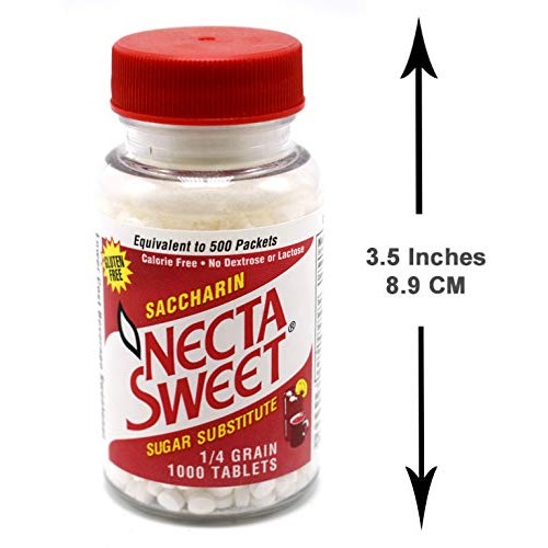 Necta Sweet Saccharin Tablets, 1/4 Grain, 1000 Tablet Bottle Pa