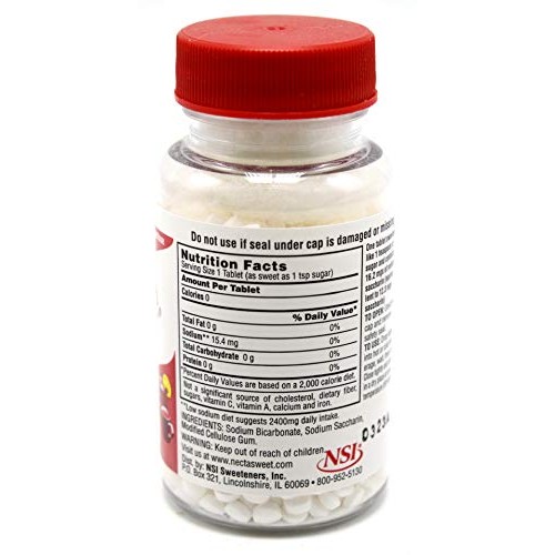 Necta Sweet Saccharin Tablets, 1/4 Grain, 1000 Tablet Bottle Pa