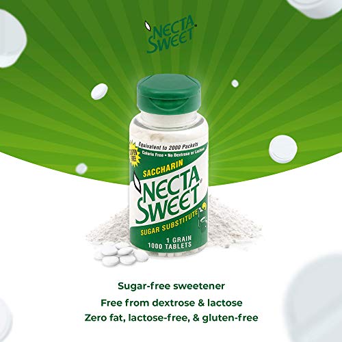 Necta Sweet Saccharin Tablets, 1 Grain, 1000 Tablet Bottle Pack