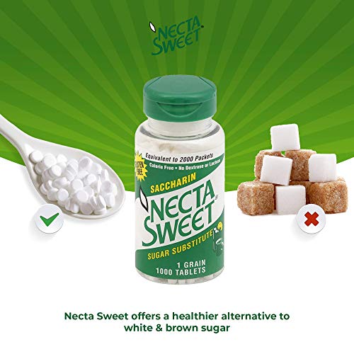 Necta Sweet Saccharin Tablets, 1 Grain, 1000 Tablet Bottle Pack