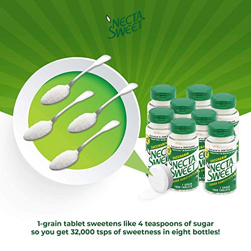 Necta Sweet Saccharin Tablets, 1 Grain, 1000 Tablet Bottle Pack