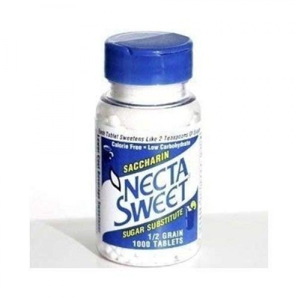 Necta Sweet Saccharin Tablets, 1/2 Grain, 1000 Tablet Bottle Pa