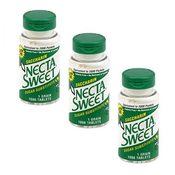 Necta Sweet Saccharin Tablets, 1 Grain, 1000 Tablet Bottle Pack...