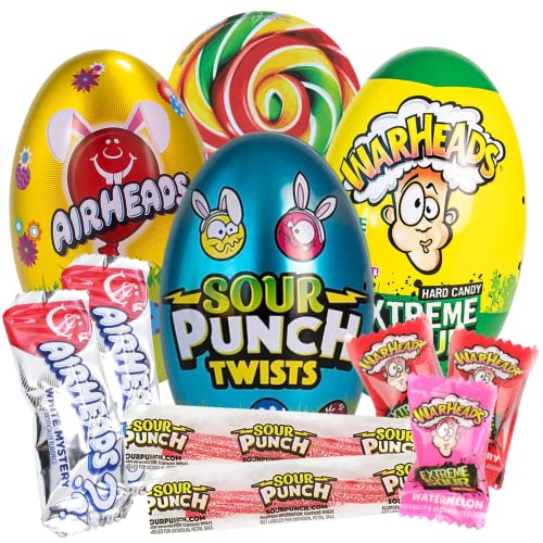 Candy Filled Tin Easter Eggs, Warheads, Airheads, and Sour Punch...