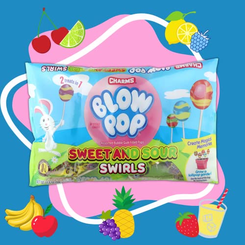 Easter Blow Pops Sweet and Sour Swirls, Assorted Flavored Sucker...