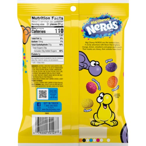 Nerds Assorted Fruit Flavored And Sour Big Chewy Candies, Crunch