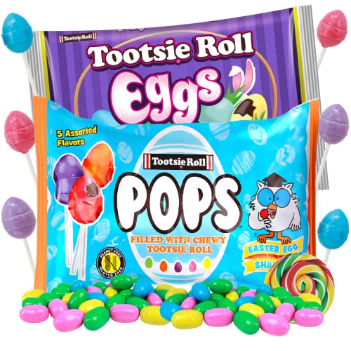 Tootsie Roll Eggs and Lollipops, Candy Coated Chocolate Taffy, I... Tootsie Roll Eggs and Lollipops, Candy Coated Chocolate Taffy, I...