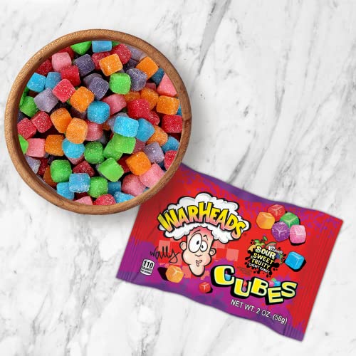 Warheads Cubes Extreme Sour Chewy Candy, Individual Packets For