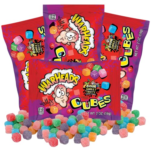 Warheads Cubes Extreme Sour Chewy Candy, Individual Packets For