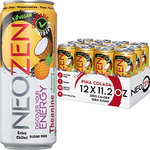NEOZEN Energy Drink, Pina Colada Flavor - Sugar Free, 132 mg Nat...