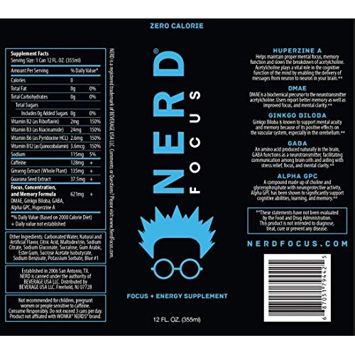 Nerd Focus Zero Calorie | Nootropics And Adaptogens | Vitamin B2