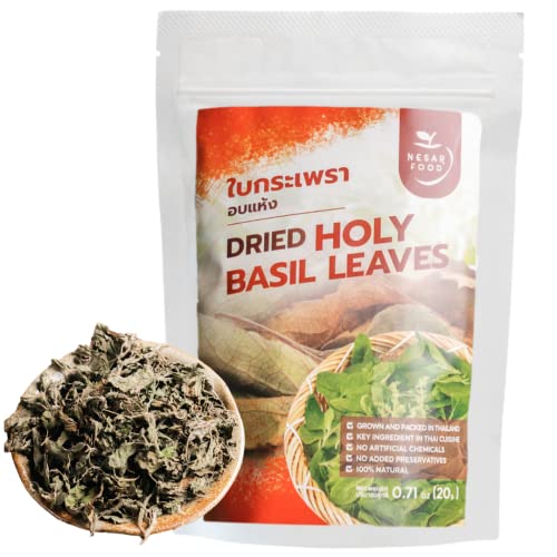 Premium Thai Holy Basil Leaves, Dried, Essential Thai Herbs And