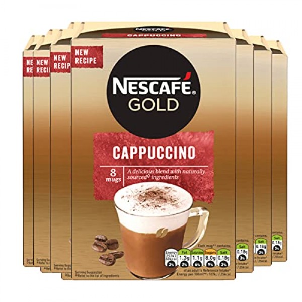 NESCAFÉ Gold Cappuccino Original, 8 sachets, 136g (Pack of 6, Total 48  Sachets)