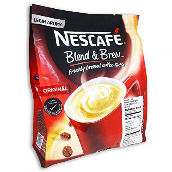 4-Pack Nescafe 3-in-1 Original Blend and Brew Premix Instant Coffee (112 Sticks)