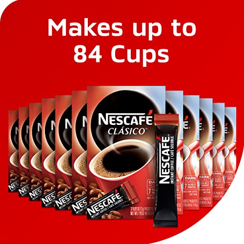 Nescafe Clasico, Dark Roast Instant Coffee, 12 Boxes 84 Packets