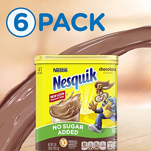 Nesquik Chocolate Powder, No Sugar Added, 16-Ounce Unit Pack Of 6