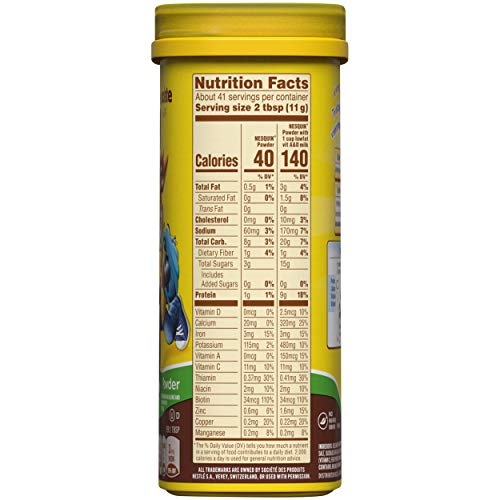 Nesquik No Sugar Added Chocolate Cocoa Powder, 16 Oz. Tub | Choc
