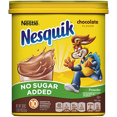 Nesquik No Sugar Added Chocolate Cocoa Powder, 16 Oz. Tub | Choc