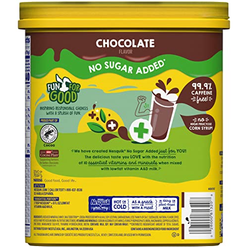 NESTLE NESQUIK No Sugar Added Chocolate Flavored Powder 16 oz. C...