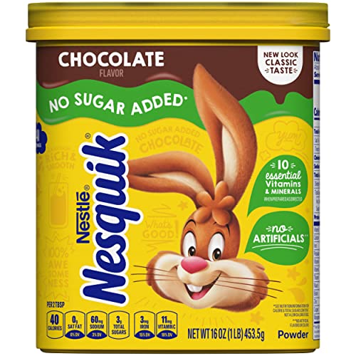 NESTLE NESQUIK No Sugar Added Chocolate Flavored Powder 16 oz. C...