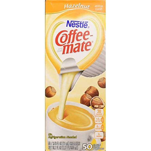 Coffee-Mate Hazelnut Creamer.375 Oz, 50 Creamers/Box - 1 Pack